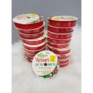 NEW 114 YARDS Berwick Veltex vintage velvet flocked red christmas ribbon‎ gift